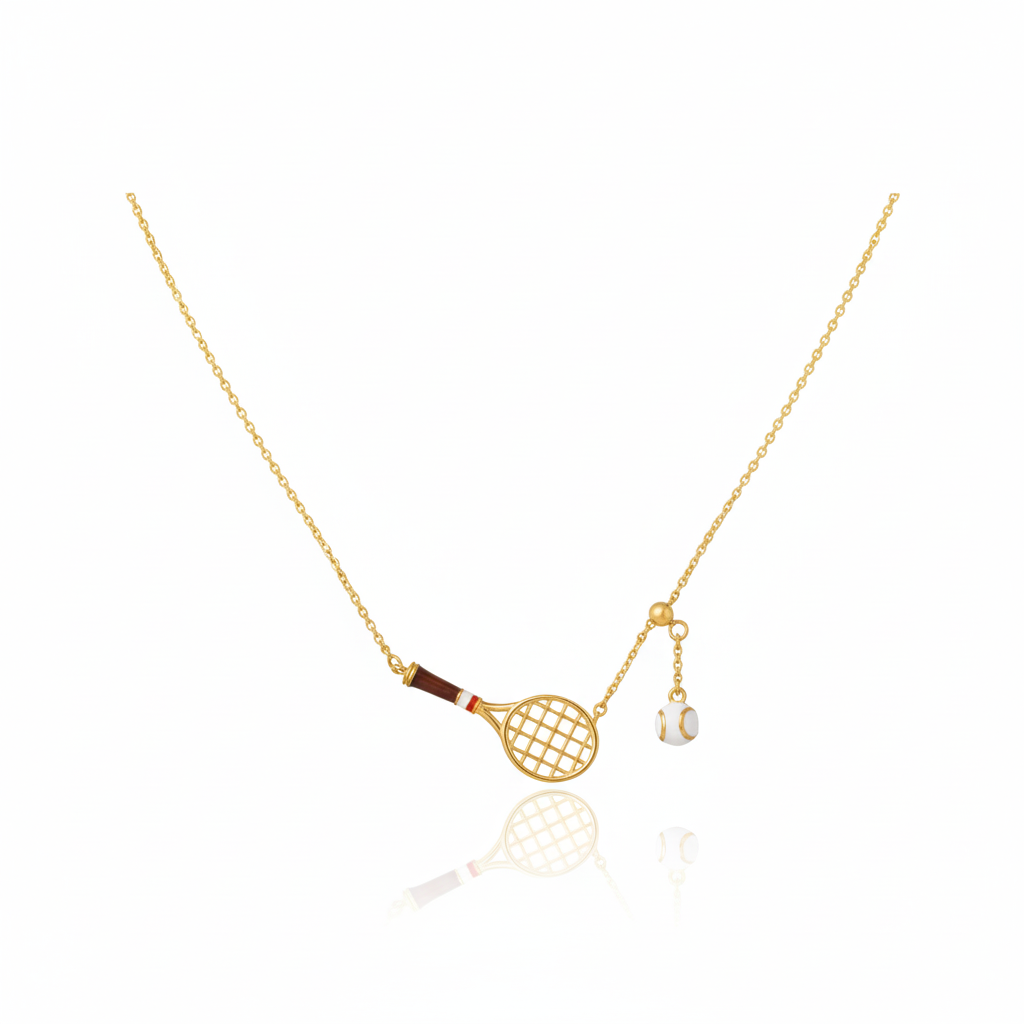 Colorful Tennis Racket Pendant Necklace